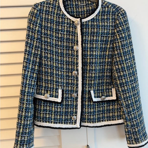 Elegant Blue Tweed Women's Blazer - Picture 1 of 7